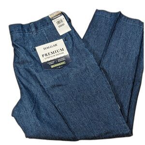 NWT Haggar Stretch Denim Trouser 40W x 29L | HC0075 | Expandable Waist